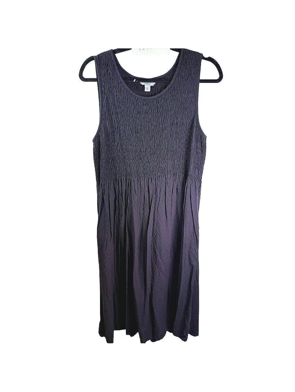 Croft & Barrow XL Navy Smocked Midi Dress Sleeveless Textured Rayon NWOT